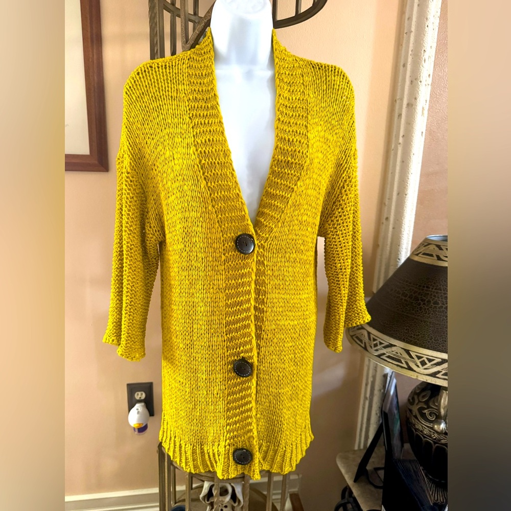 RAIN + ROSE Oversized Knit Button Up Mustard Women's Cardigan